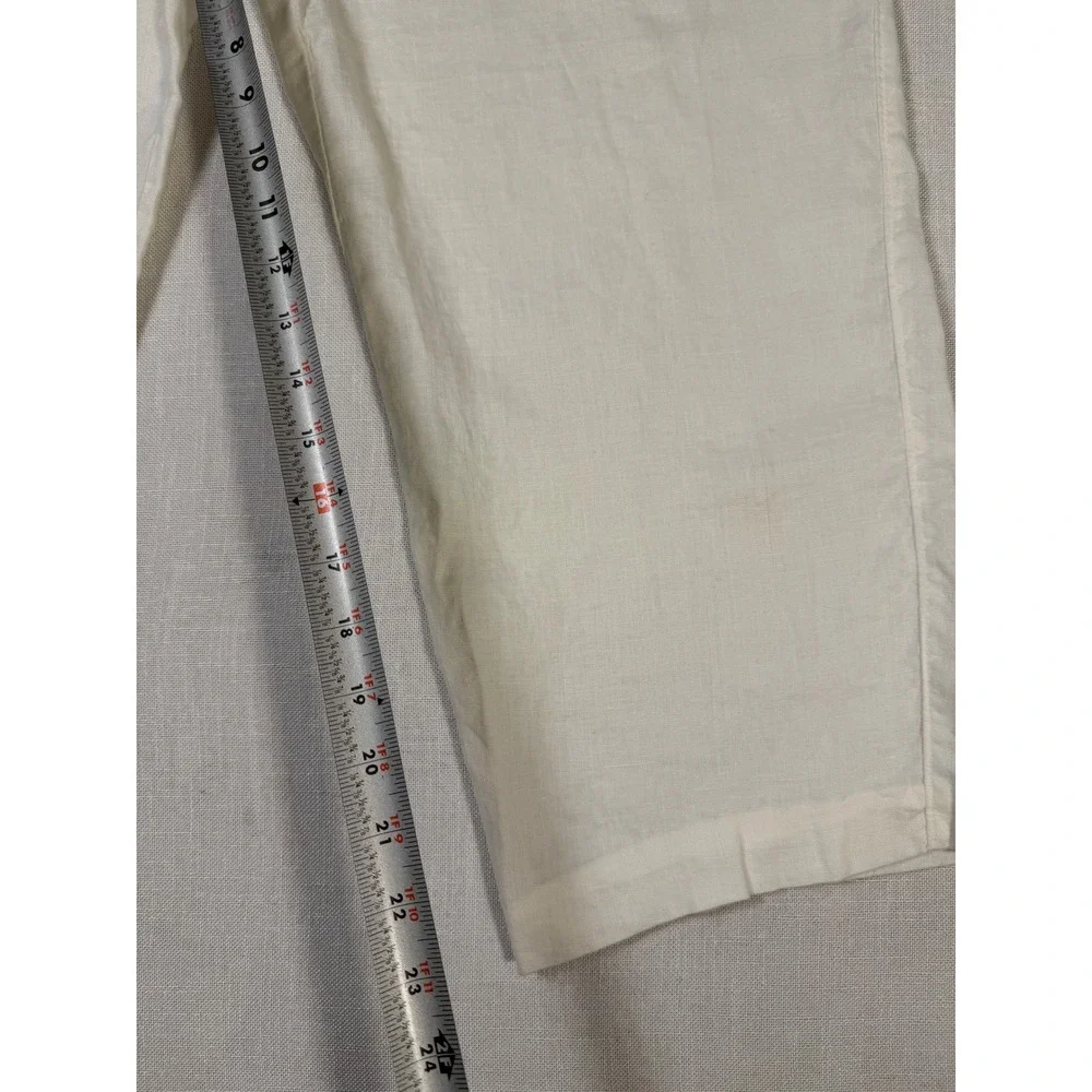Tasso Elba Island Mens 34x29 Cream 100% Linen Drawstring Straight Leg Pants